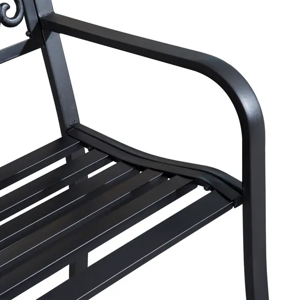 Outsunny 2-Seater Garden Bench, Steel-Black - 9