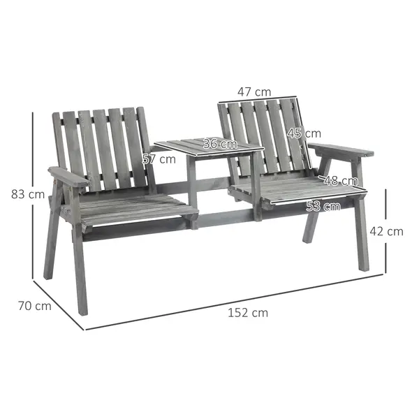 Outsunny 2-Seater Garden Bench Antique Loveseat for Yard, Lawn, Porch, Patio, Steel, Grey - 3