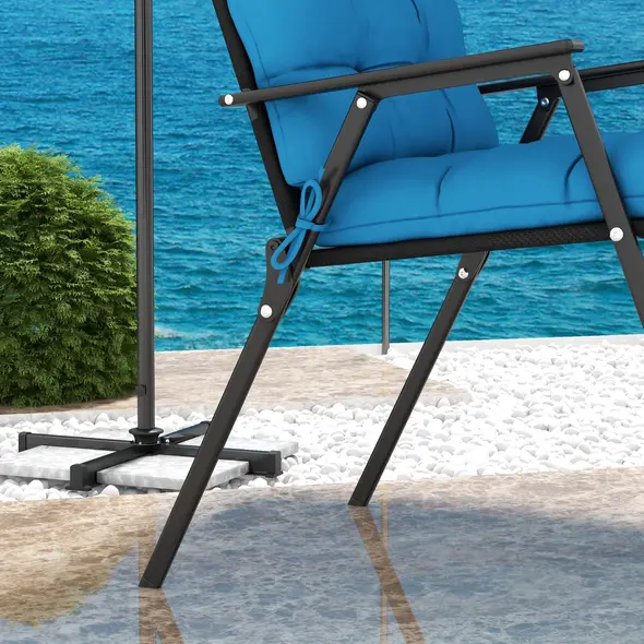 Outsunny 2-Piece Seat Cushion Replacement with Backrest, Garden Patio Chair Cushions Set with Ties, Blue - 6