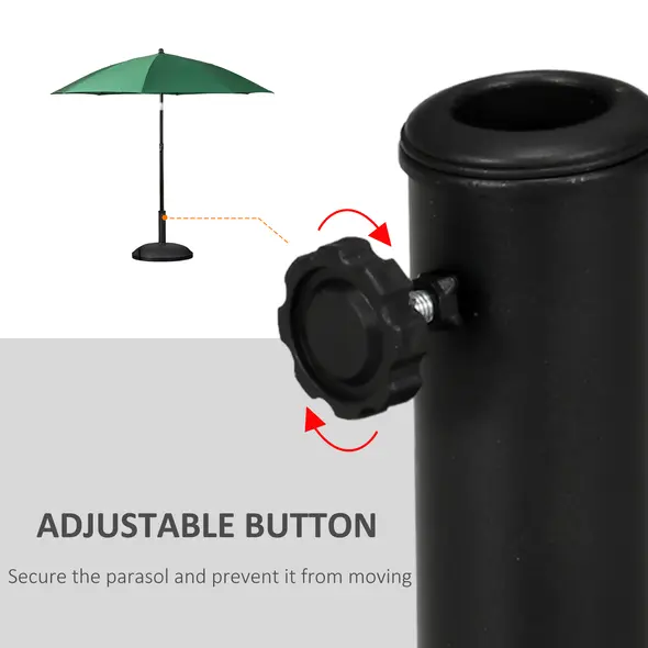 Outsunny 25 kg Parasol Base, Heavy Duty Concrete Patio Umbrella Stand with Adjustable Knob, 49 cm Round Garden Parasol Holder for 35 to 48 mm Poles, Black - 5