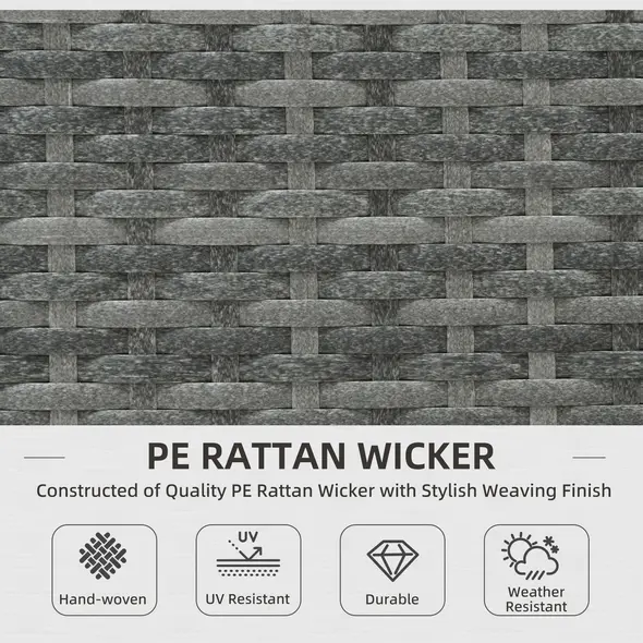 Outsunny 3 Pieces PE Rattan Garden Furniture Set with 10 cm Thick Cushions, 4 Seater Garden Corner Sofa Set with Glass Top Coffee Table, Outdoor Furniture for Patio, Porch, Beige - 4