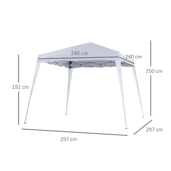 Outsunny 3 M x 3 M Base/ 2.5 M x 2.5 M Top Pop Up Gazebo with Carry Bag, Height Adjustable Slant Leg Party Tent Instant Event Shelter for Garden, Patio, White - 3