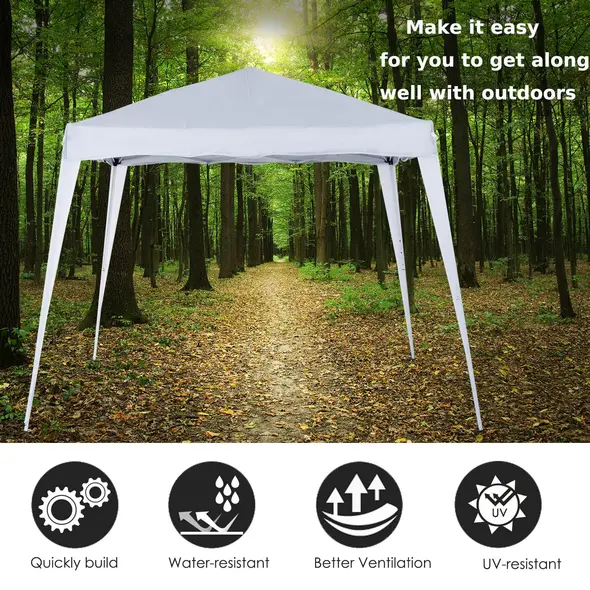 Outsunny 3 M x 3 M Base/ 2.5 M x 2.5 M Top Pop Up Gazebo with Carry Bag, Height Adjustable Slant Leg Party Tent Instant Event Shelter for Garden, Patio, White - 4