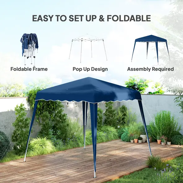 Outsunny 3 M x 3 M Base/ 2.5 M x 2.5 M Top Pop Up Gazebo, 2 Person Setup Instant with Carry Bag, Height Adjustable Slant Leg Party Tent Instant Event Shelter for Garden, Patio - 4
