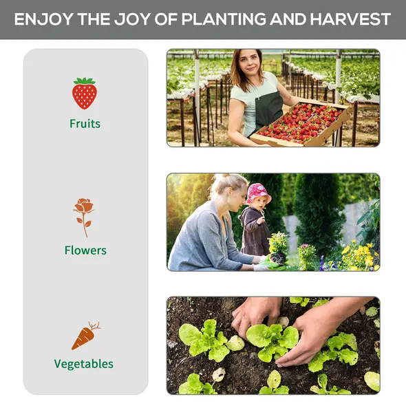 Outsunny 296 x 196cm Steel Frame Polytunnel Greenhouse - White - 8