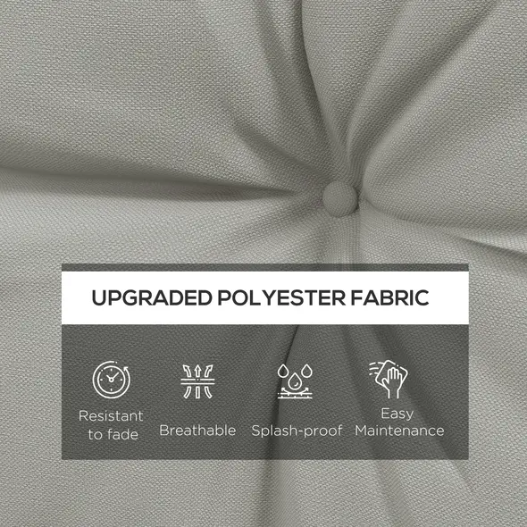 Outsunny 2-Piece Seat Cushions Back Pillows Replacement, Patio Chair Cushions Set for Indoor Outdoor, Light Grey - 4