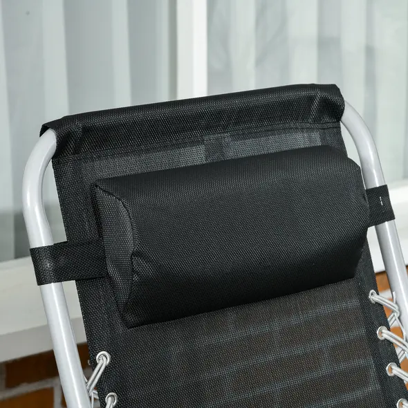 Outsunny 2pc Reclining Zero Gravity Sun Loungers ,Folding Chaise Lounge Chair with Cushions, Blue - 8