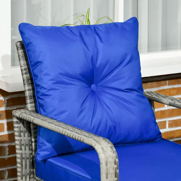 Outsunny 3 Pieces Rattan Bistro Set, Wicker Garden Furniture Set with Storage Coffee Table and Chairs, Thickened Cushions for Outdoor, Patio, Balcony, Blue - 8