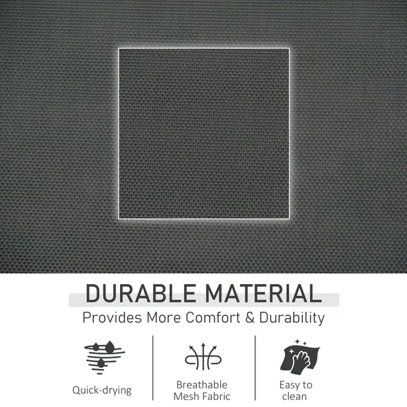 Outsunny 2PCs Outdoor Garden Rocking Chair, Patio Sun Lounger Rocker Chair with Breathable Mesh Fabric, Removable Headrest Pillow, Armrest, Side Storage Bag, Black - 5