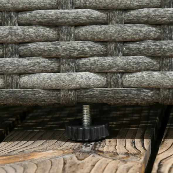 Outsunny 3 Pieces PE Rattan Garden Furniture Set with 10 cm Thick Cushions, 4 Seater Garden Corner Sofa Set with Glass Top Coffee Table, Outdoor Furniture for Patio, Porch, Grey - 9