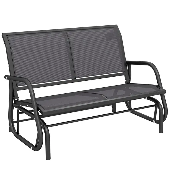 Outsunny 2-Person Outdoor Glider Bench Patio Double Swing Gliding Chair Loveseat w/Power Coated Steel Frame for Garden Patio Porch, Grey - 1