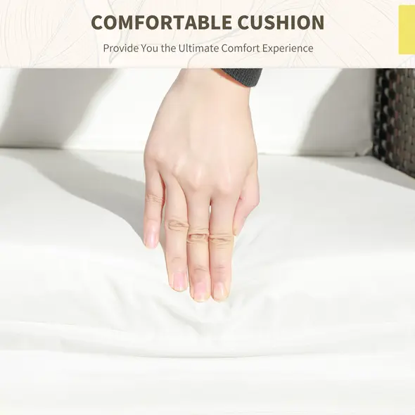 Outsunny 3 Pieces Rattan Bistro Set Balcony Furniture with Cushions, Storage Function - Cream White - 5