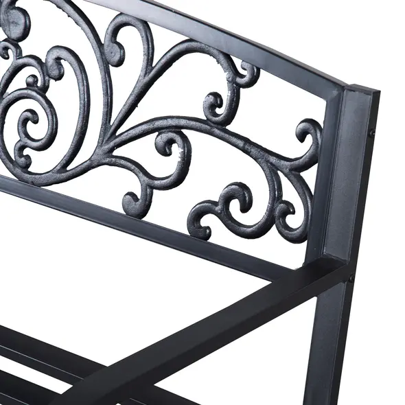 Outsunny 2-Seater Garden Bench, Steel-Black - 7