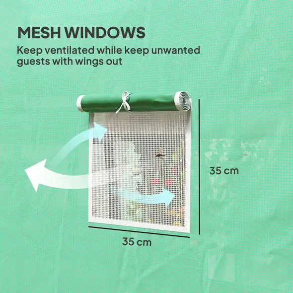 Outsunny 296 x 196cm Steel Frame Polytunnel Greenhouse - Green - 6