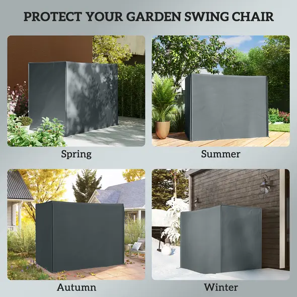 Outsunny 220 x 125cm Three-Seater Swing Chair Protective Cover - Grey - 4