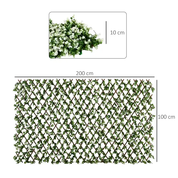 Outsunny 2pc Expanding Garden Trellis, 2 x 1m Faux Decorative Privacy Fence with Artificial Leaves, Privacy Screen Greenery Walls for Garden Balcony, Eucalyptus Leaves - 3