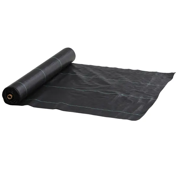 Outsunny 2m x 100m Heavy Duty Weed Control Membrane, Weed Membrane for Landscaping Driveway Gravel Artificial Grass Lawn Underlay, Black - 1