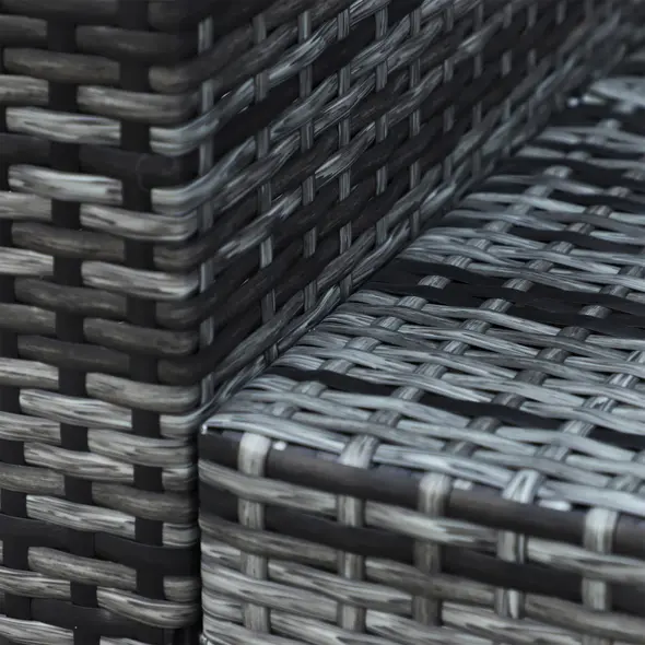 Outsunny 3 Seater All Weather Outdoor Sofa, Garden Rattan Sofa with Cushions and Mental Frame, Grey - 9