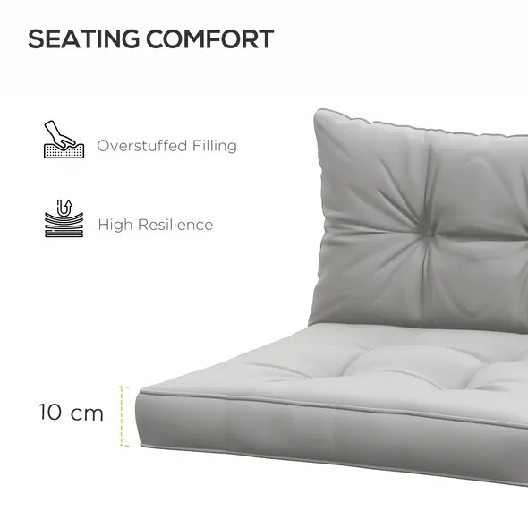 Outsunny 2-Piece Seat Cushions Back Pillows Replacement, Patio Chair Cushions Set for Indoor Outdoor, Light Grey - 5