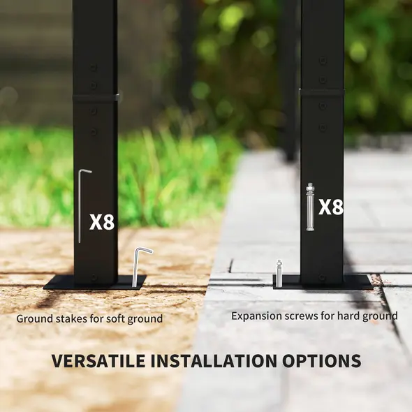 Outsunny 3 x 3 m Retractable Roof Pergola, with Curtains - Dark Grey - 8