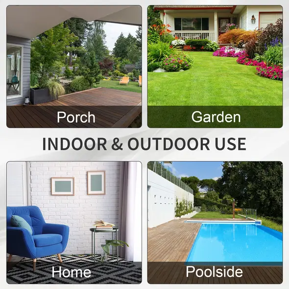 Outsunny 3 Seater Rattan Sofa All-Weather Wicker Weave Metal Frame Chair with Fire Resistant Cushion, Black - 8