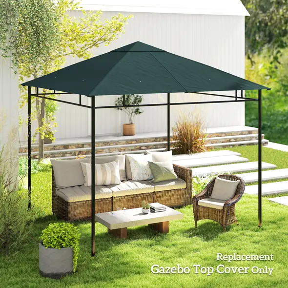 Outsunny 3 x 3 m Gazebo Canopy Replacement Cover, Garden Gazebo Roof Replacement with Drain Holes, TOP COVER ONLY, Grey - 7