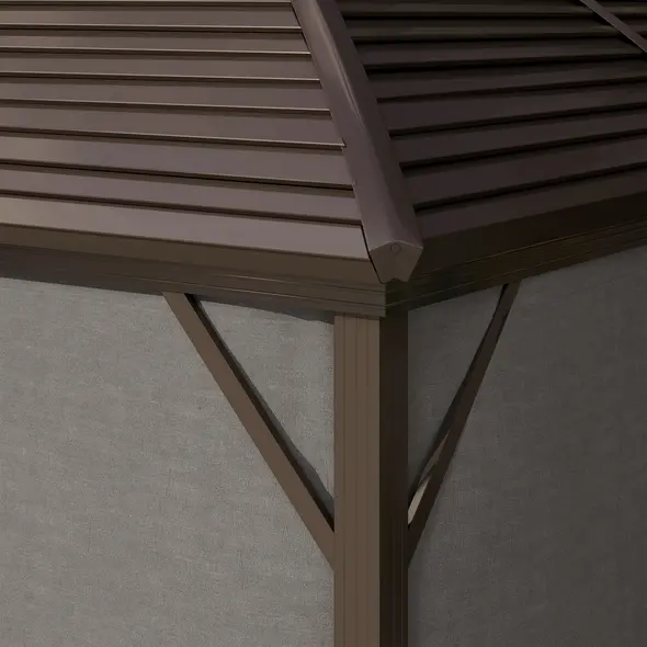 Outsunny 3 x 4m Hardtop Gazebo Canopy with Metal Roof, Aluminium Gazebo Permanent Pavilion with Netting and Curtains, Dark Grey - 9