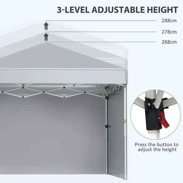 Outsunny 3 x 3 m Pop Up Gazebo, UPF 30+ Party Tent with 2 Sidewalls, Weight Bags and Wheeled Bag, Light Grey - 6