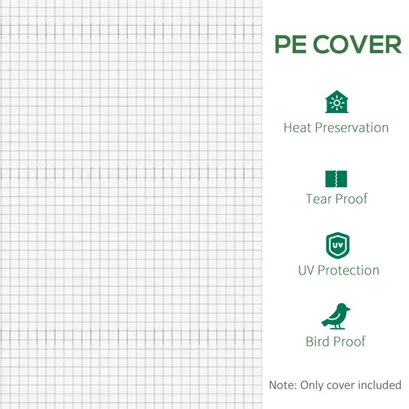 Outsunny 3 x 2 x 2m Polytunnel Greenhouse Replacement Cover ONLY Winter Garden Plant PE Cover for Tunnel Walk-in Greenhouse with Roll-up Windows Door Outdoor, White - 6