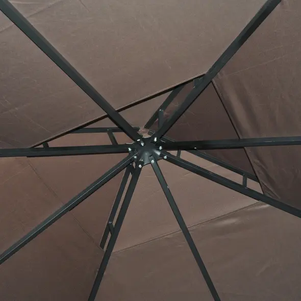 Outsunny 3 x 3 m Garden Gazebo Double Roof Marquee Patio Wedding Party Tent Canopy Shelter with Sidewalls (Brown) - 9