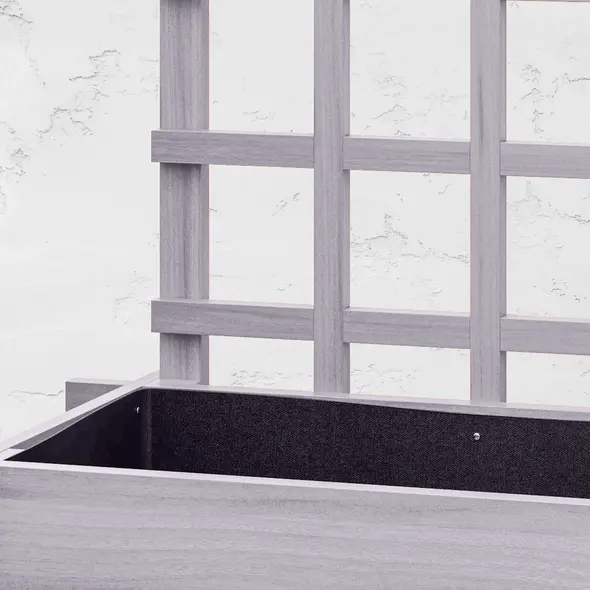 Outsunny 3 Tier Garden Planters with Trellis for Vine Climbing, Wooden Raised Beds, 95x95x110cm, Grey - 9