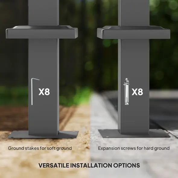 Outsunny 3 x 3m Retractable Roof Metal Pergola - Grey - 7