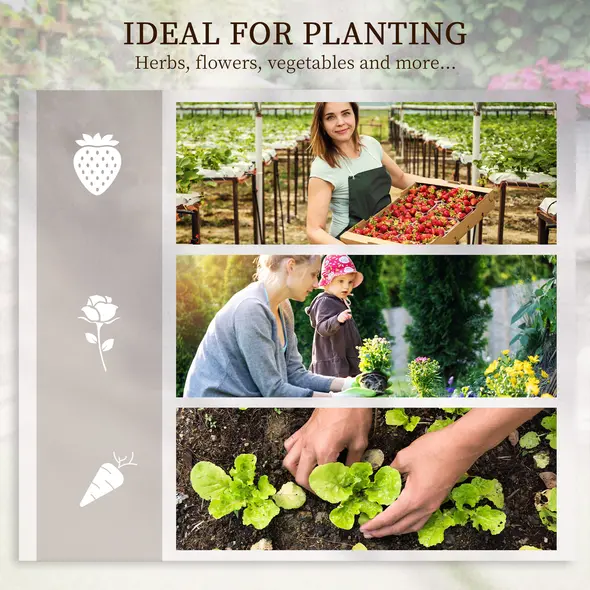 Outsunny 3 Tier Garden Planters with Trellis for Vine Climbing, Wooden Raised Beds, 95x95x110cm, Natural Tone - 7