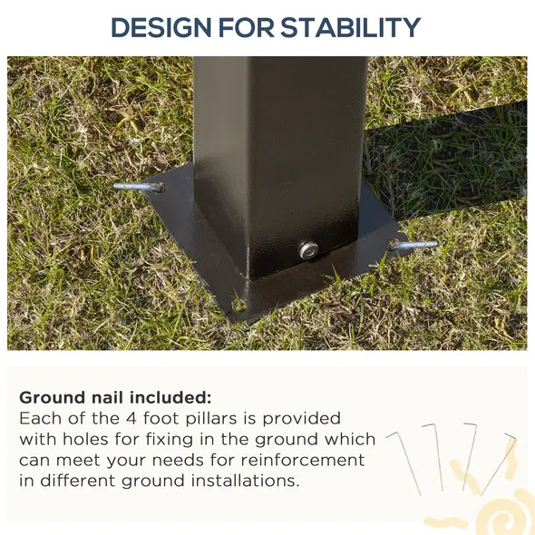 Outsunny 3 x 3.6m Hardtop Gazebo Canopy with Polycarbonate Roof Garden Pavilion with Removable Curtains and Steel Frame, Brown - 7