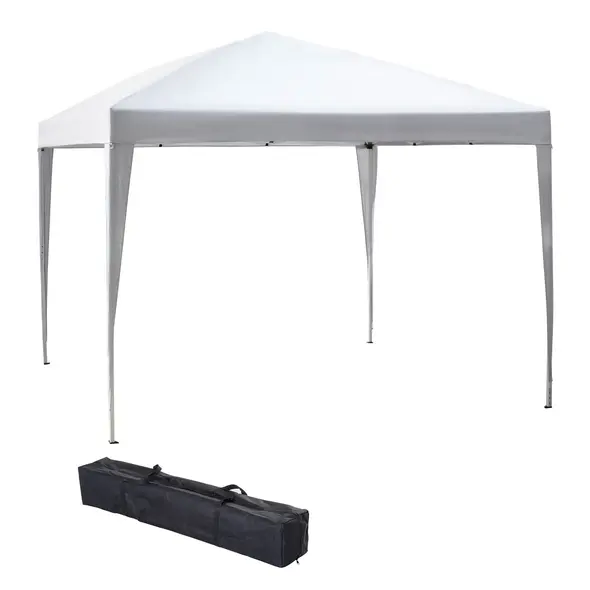 Outsunny 3 x 3M Garden Pop Up Gazebo Height Adjustable Marquee Party Tent Wedding Canopy with Carrying Bag, White - 1