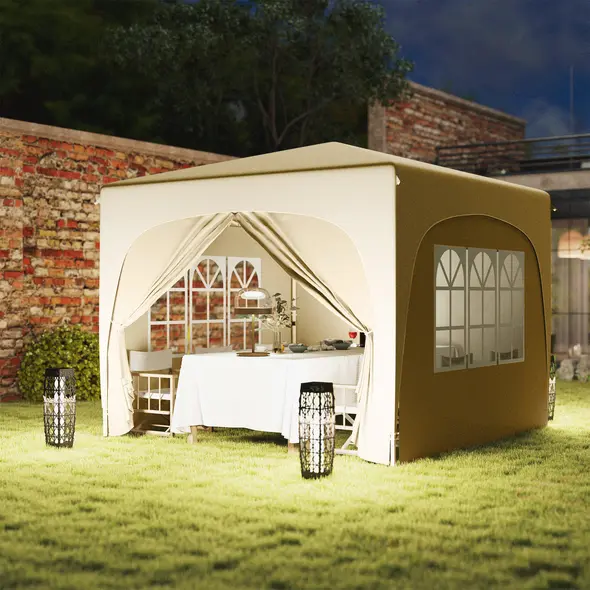 Outsunny 3 x 3m Pop-Up Gazebo Shelter, with Accessories - Sand - 8