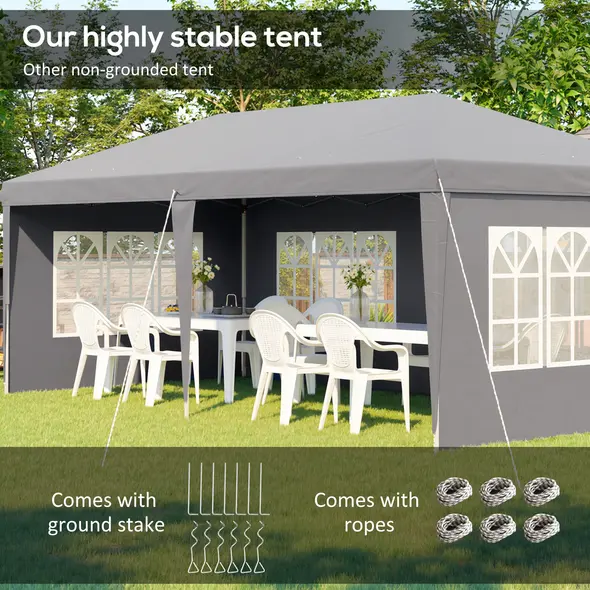 Outsunny 3 x 6m Pop-Up Gazebo, with Removable Walls - Grey - 5