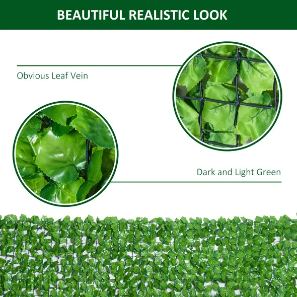 Outsunny 3 x 1m Artificial Leaf Wall - Green - 6