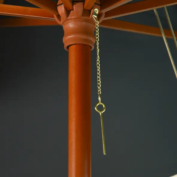 Outsunny 3 x 3 metre Patio Parasol Garden Umbrellas Sunshade Outdoor Wooden Parasol Canopy Double Tier, Dark Grey, BASE NOT INCLUDED - 8