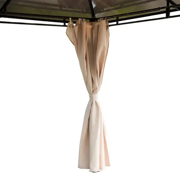 Outsunny 3 x 3.6m Hardtop Gazebo Canopy with Polycarbonate Roof Garden Pavilion with Removable Curtains and Steel Frame, Brown - 8