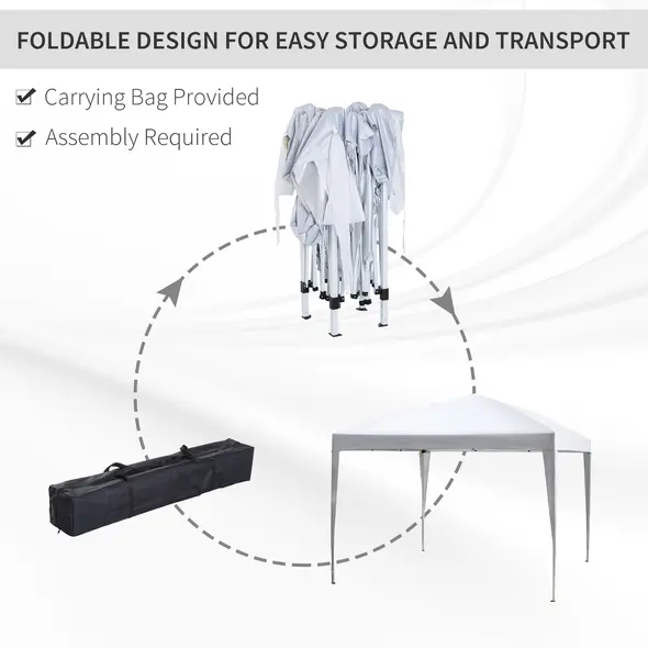 Outsunny 3 x 3M Garden Pop Up Gazebo Height Adjustable Marquee Party Tent Wedding Canopy with Carrying Bag, White - 5