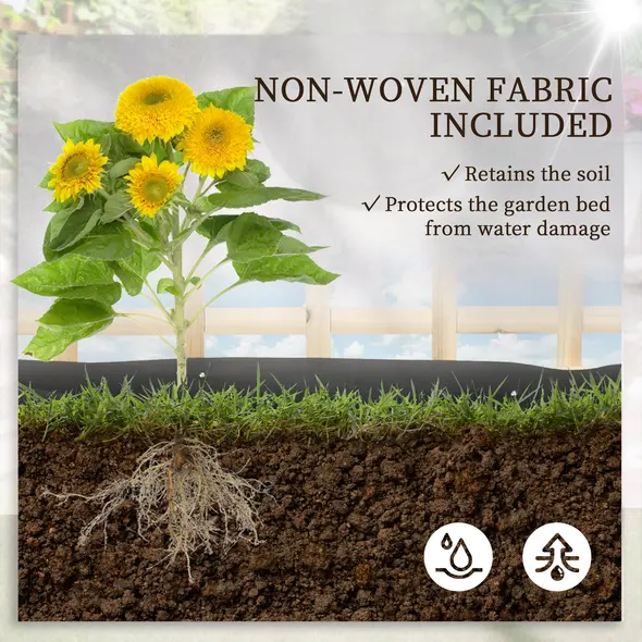 Outsunny 3 Tier Garden Planters with Trellis for Vine Climbing, Wooden Raised Beds, 95x95x110cm, Natural Tone - 6