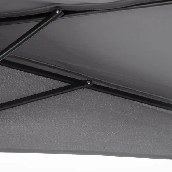 Outsunny 3(m) Half Parasol Semi Round Umbrella Patio Metal Frame Crank Handle for Balcony-- NO BASE INCLUDED, Grey - 9