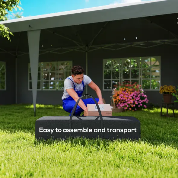 Outsunny 3 x 6m Pop-Up Gazebo, with Removable Walls - Grey - 4