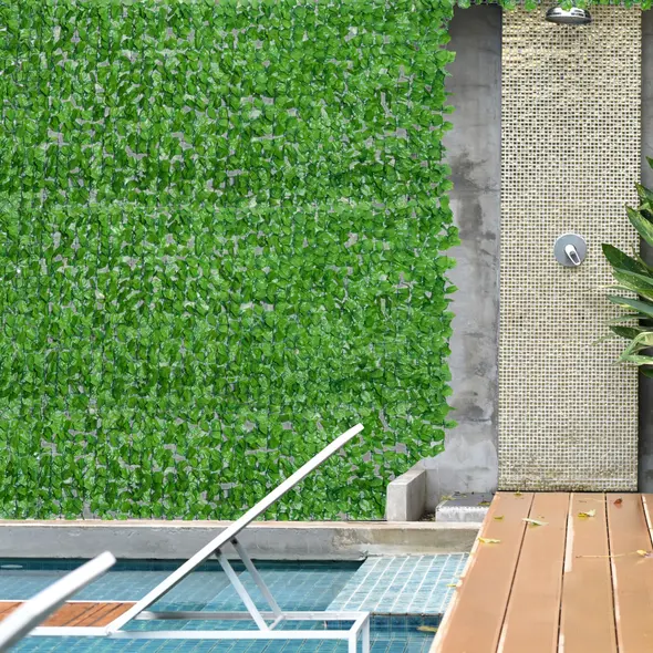 Outsunny 3 x 1m Artificial Leaf Wall - Green - 2