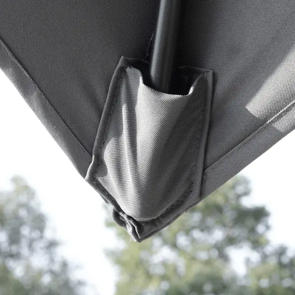 Outsunny 3 x 3(m) Cantilever Parasol with Aluminium Frame, Crank and Tilt, 360-Degree Rotation, Double Top Garden Umbrella with Cover (Only Cross Base), Light Grey - 9