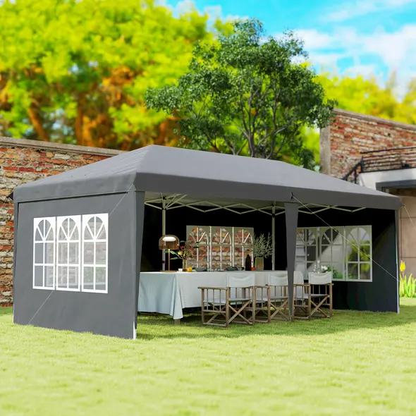 Outsunny 3 x 6m Pop-Up Gazebo, with Removable Walls - Grey - 9