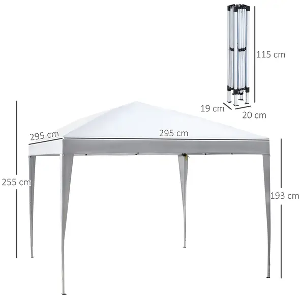 Outsunny 3 x 3M Garden Pop Up Gazebo Height Adjustable Marquee Party Tent Wedding Canopy with Carrying Bag, White - 3