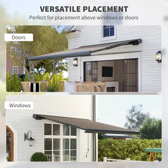 Outsunny 3 x 2.5 m Electric Awning with Remote Controller, Aluminium Frame DIY Retractable Awning, UV50+ Sun Shade Canopy for Garden Patio Deck Door Window, Light Grey - 6