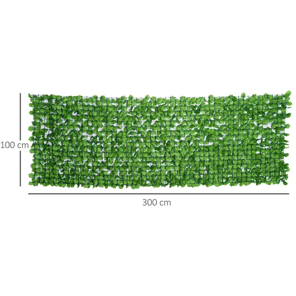 Outsunny 3 x 1m Artificial Leaf Wall - Green - 3